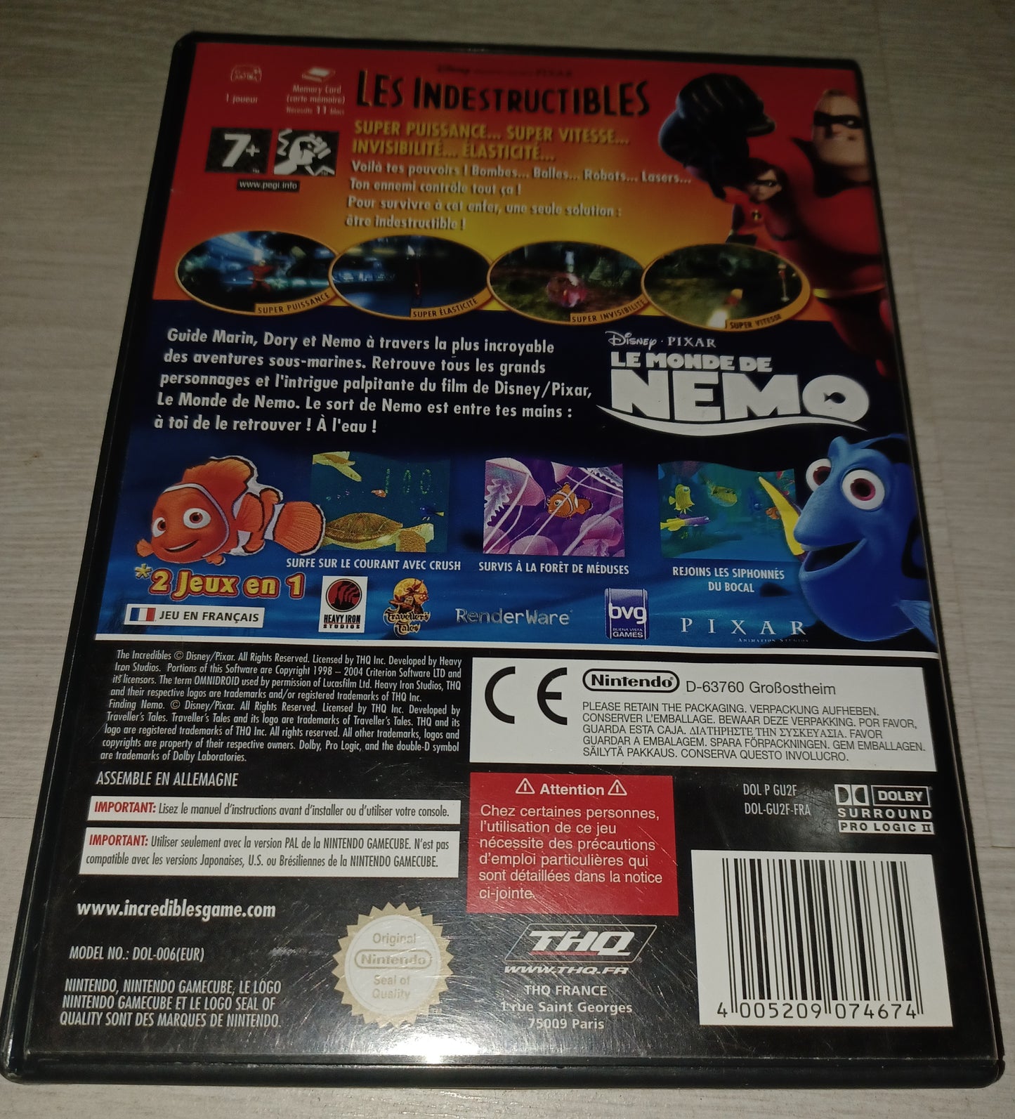 2 games in 1 : Les indestructibles + Le monde de nemo